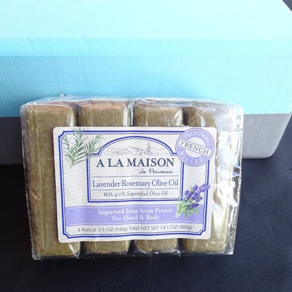 A La Maison Lavender Rosemary Olive Oil Soap 4 Bar Pkg. Imported - Picture 1 of 5